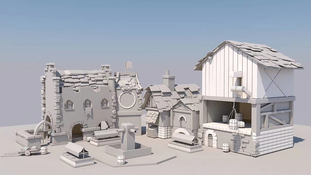 建筑模型 made by cinema 4d|三维|建筑/空间|我认识哆啦a梦_原创作品