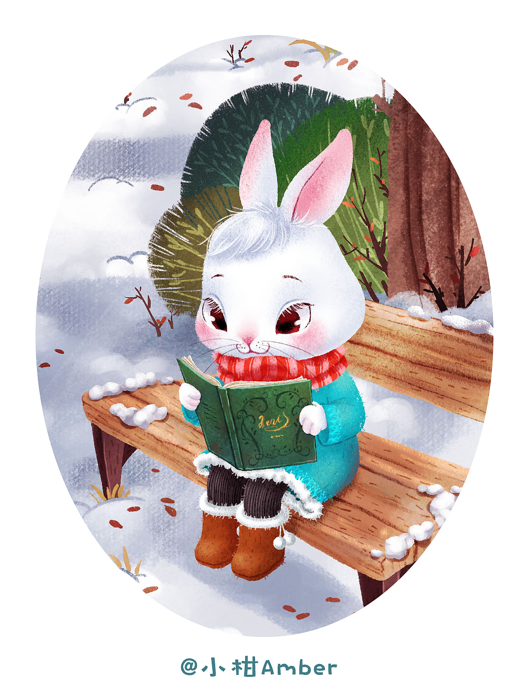 儿童插画-兔子讲故事（图ZOTYxMzE4ODg=） - 儿童插画 - 站酷设计师小柑Amber原创素材 - 站酷ZCOOL