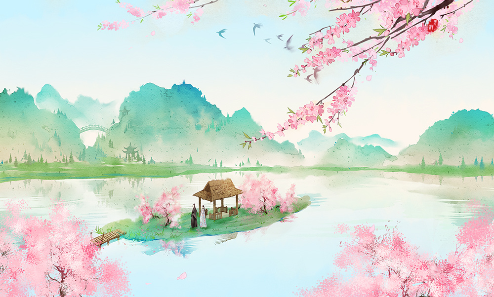 十里桃花.|插画|商业插画|丨无轩丨丨 - 原创作品 - 站酷 (zcool)