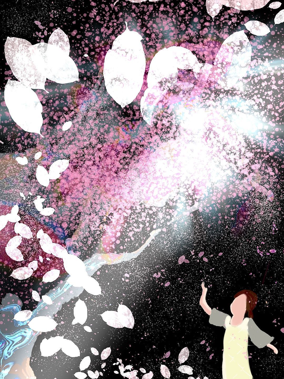 夜漆漆，一树桃花细雨中