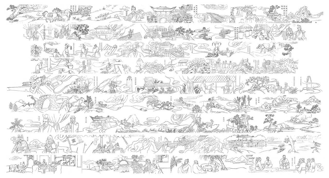 荷月廊桥铜浮雕设计稿