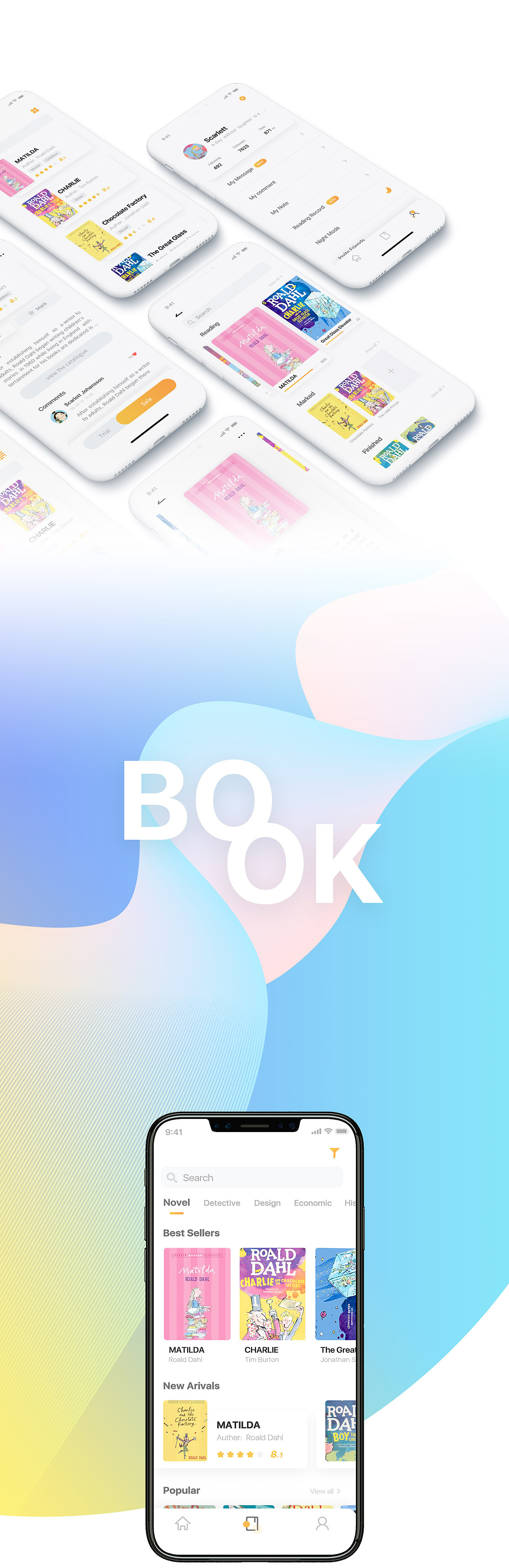 iphone X 阅读 UI 渐变 APP界面 书（图ZMTExNDgyNDcy） - APP界面 - 站酷设计师Claperte原创素材 - 站酷ZCOOL