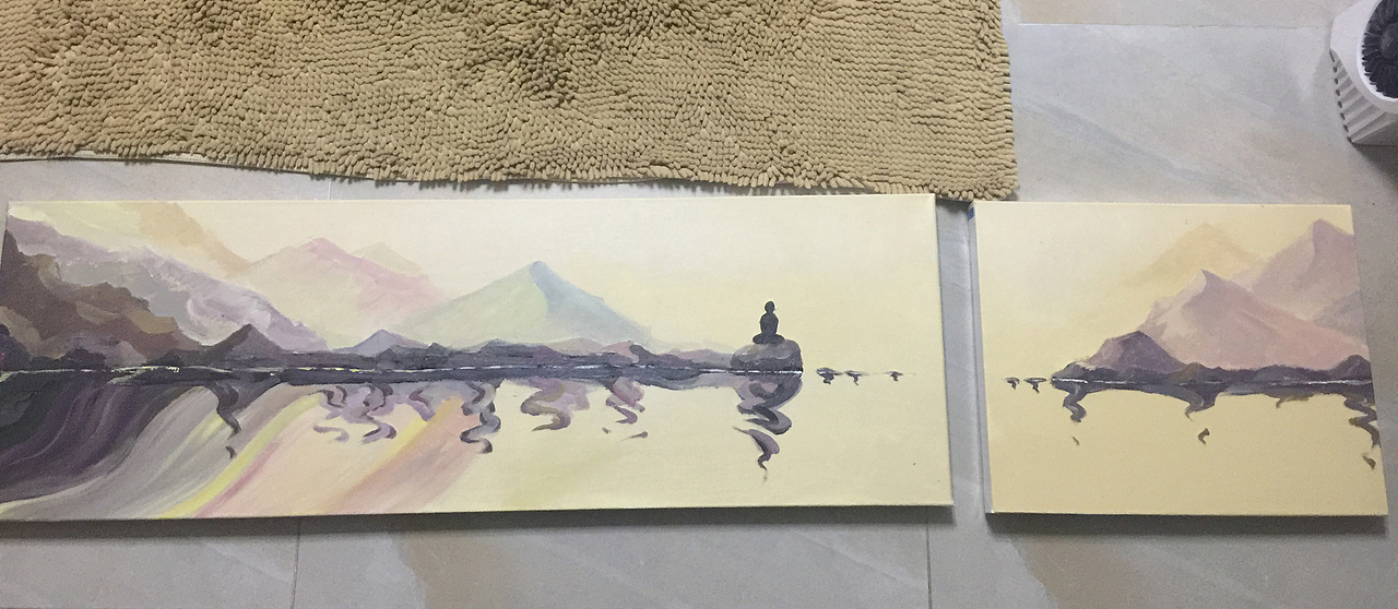 丙烯画+综合材料《思路-渡自己》