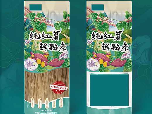 纯红薯鲜粉条 插画包装