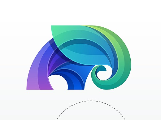 国外炫彩风格大象logo标志ai素材