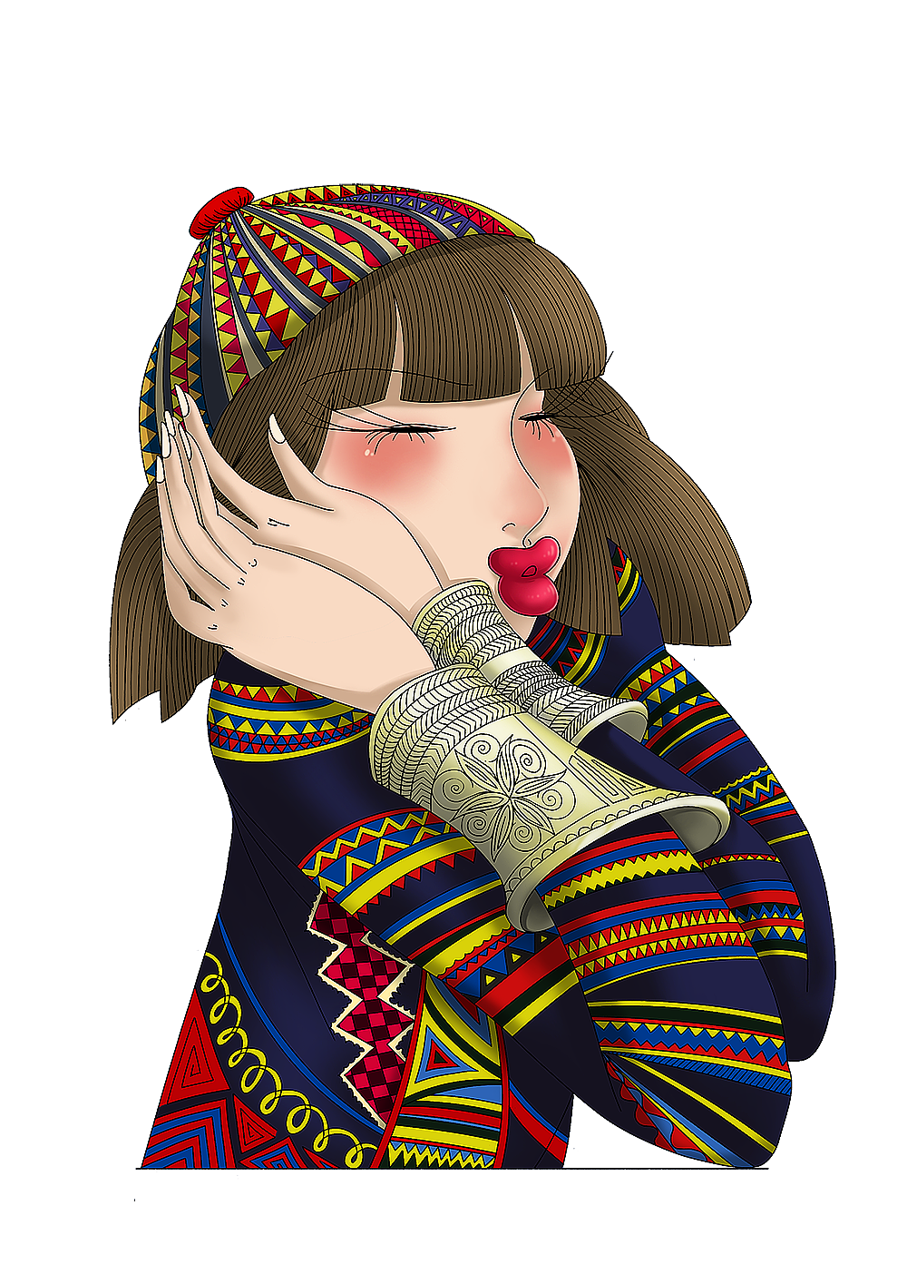 云南少数民族少女插画设计