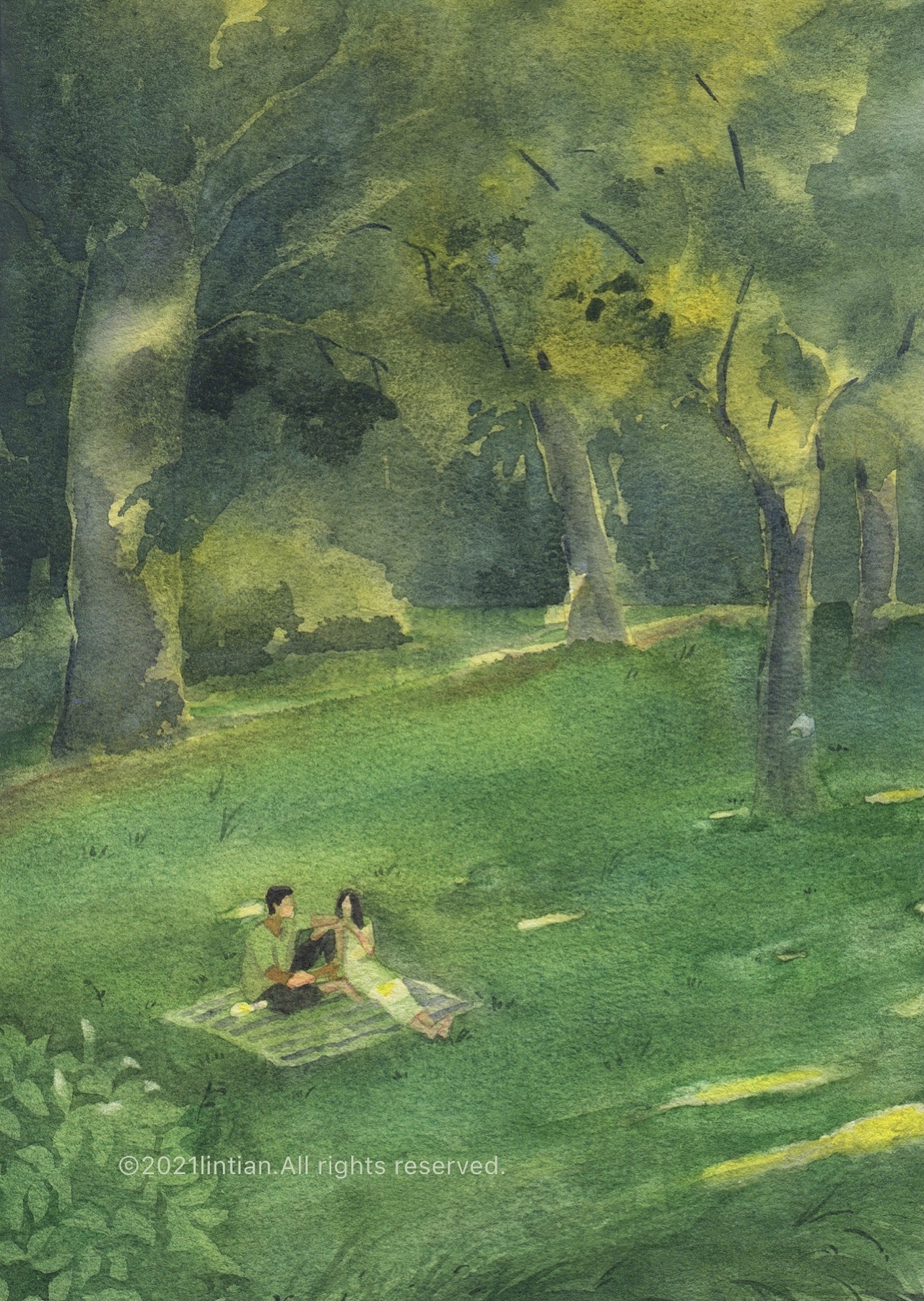 林田插画|人间忽晚,岁月已秋。
