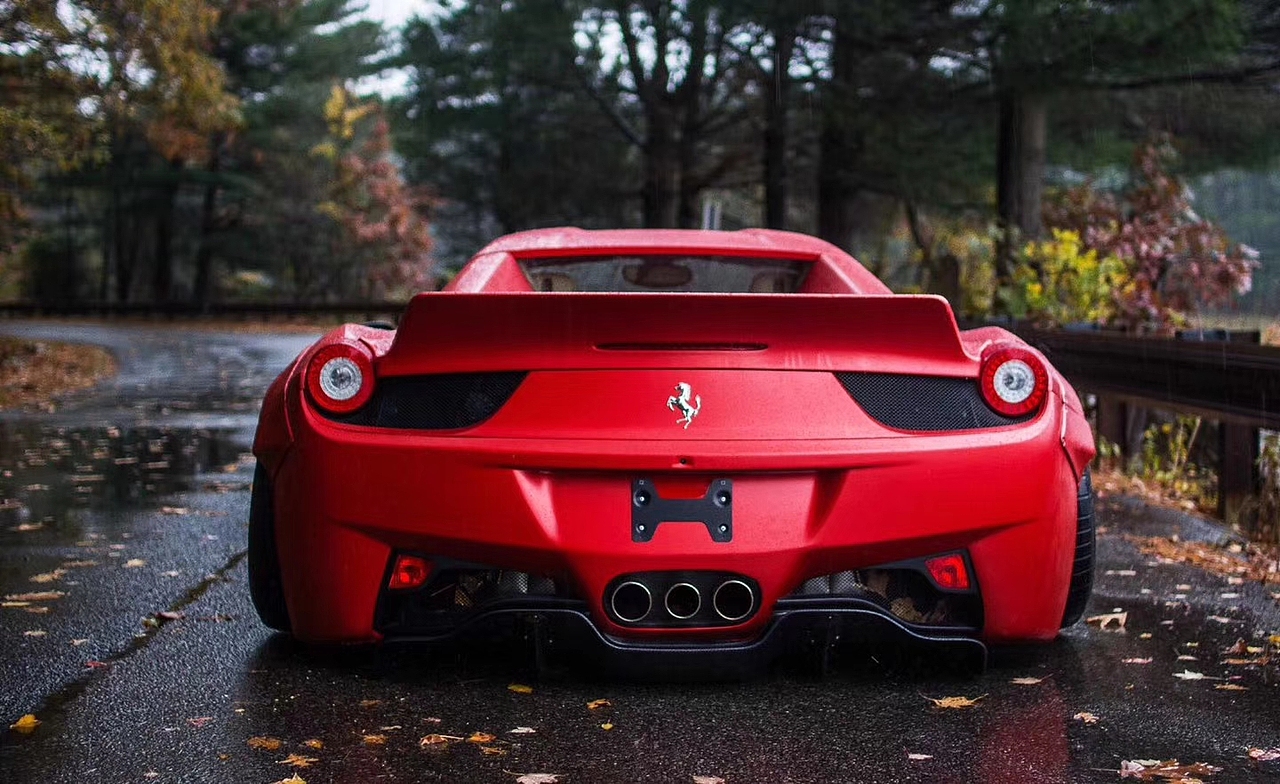 法拉利458升级改装LB宽体包围 前唇后唇侧裙尾翼轮眉