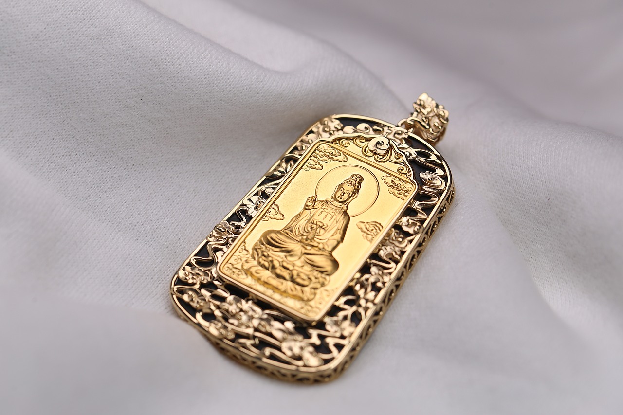 24k黄金观音牌子镶嵌