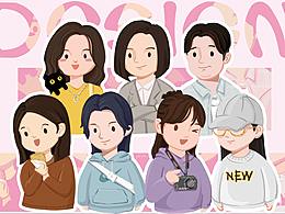 人物插画明信片