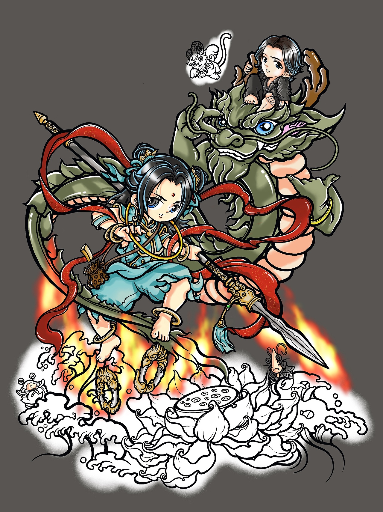 《莲花先锋-封神小哪吒》（图ZMTYzNjczNTM2） - 商业插画 - 站酷设计师六叔洪鋭原创素材 - 站酷ZCOOL