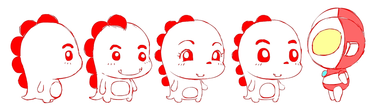 小怪兽和奥特曼的设计稿