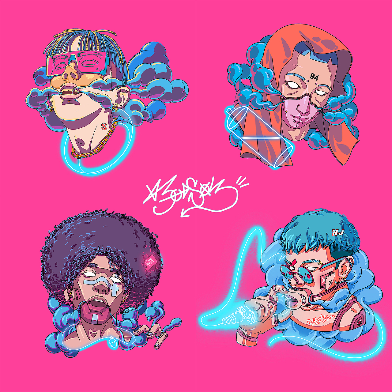 saber-hiphop四元素（图ZMjE3NTYzODky） - 新锐潮流插画 - 站酷设计师钟艾的田乔森原创素材 - 站酷ZCOOL