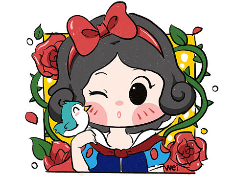 白雪公主（干油墨笔刷）练习。