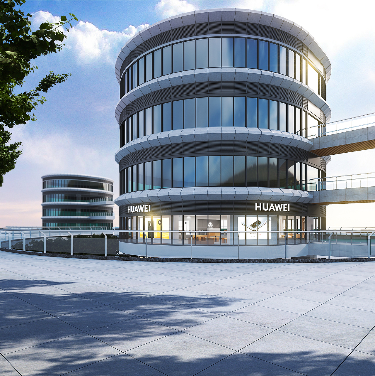 举报3分享原创作品空间展陈设计华为手机体验店3dmax效果图电路板桌面