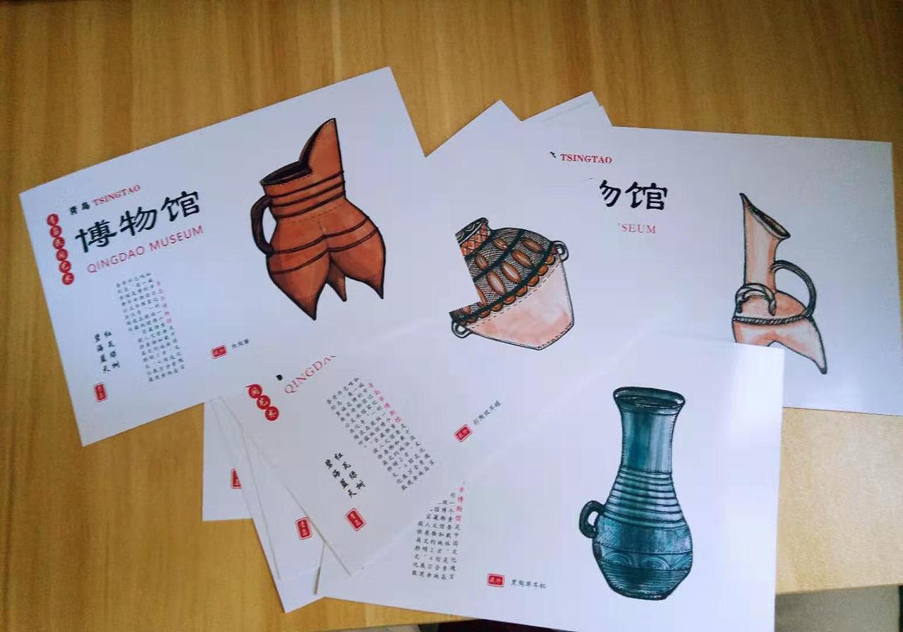 手绘青岛博物馆文物陪孩子探索不一样的青岛历史