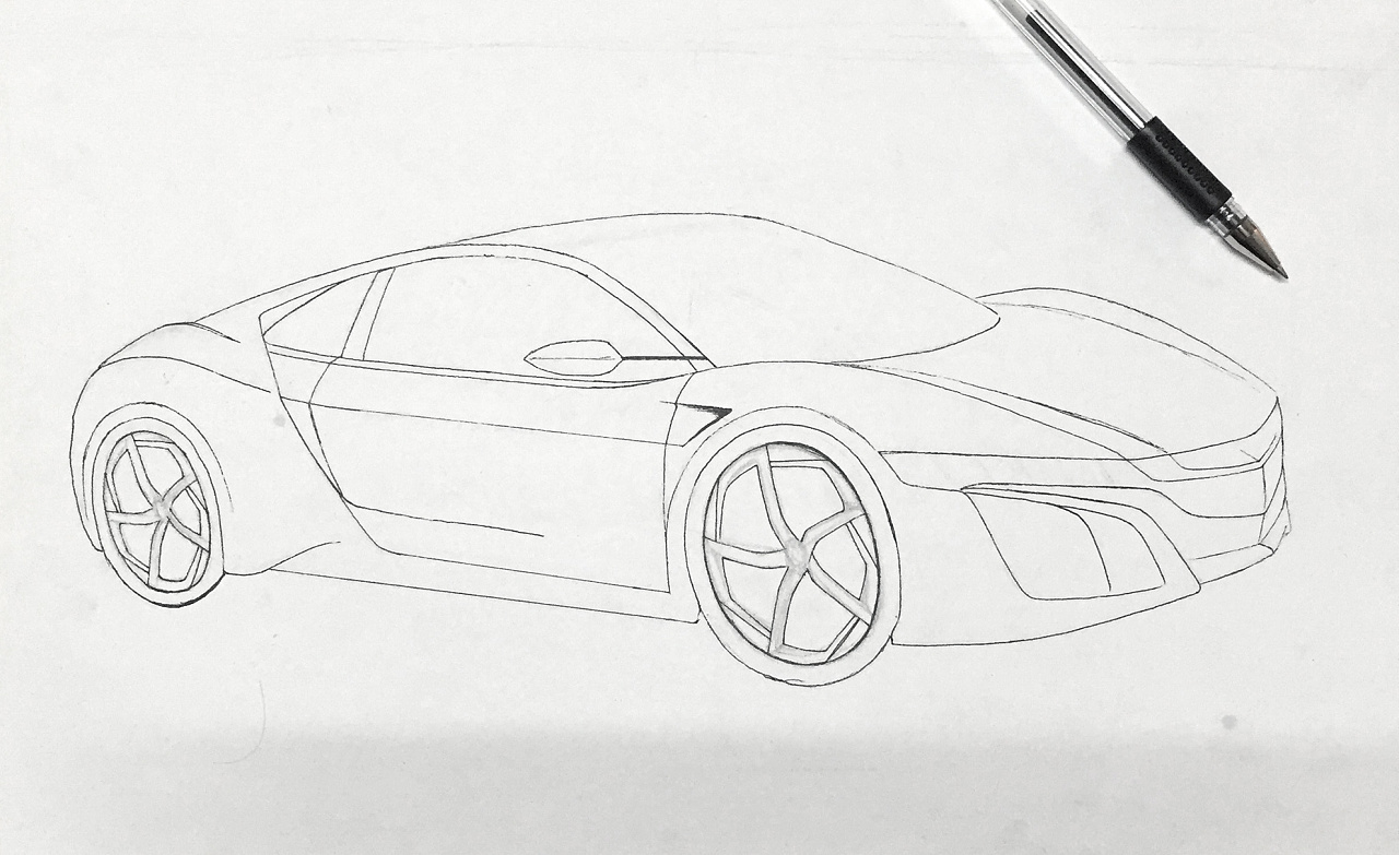 原创作品:汽车效果图手绘分步图