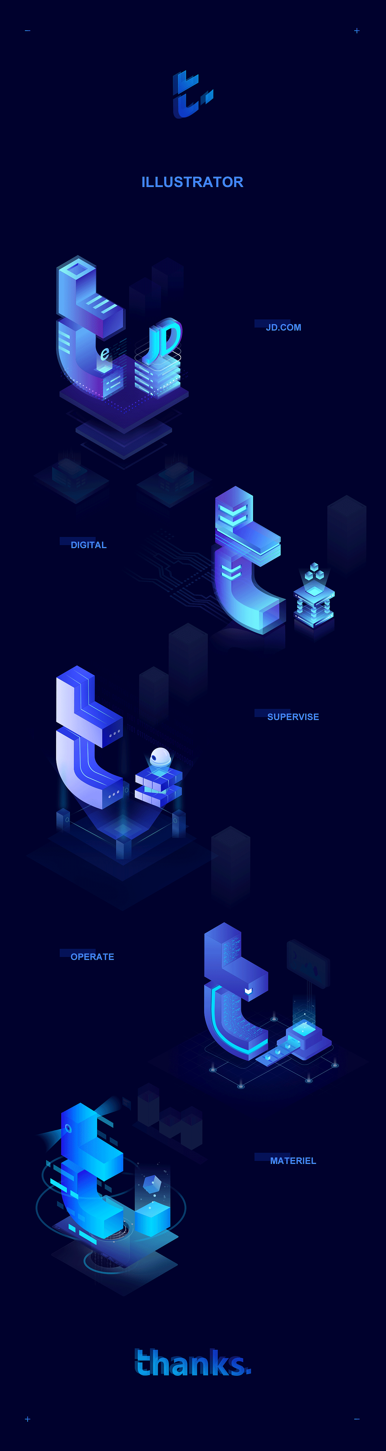 字母t变形2.5d插画