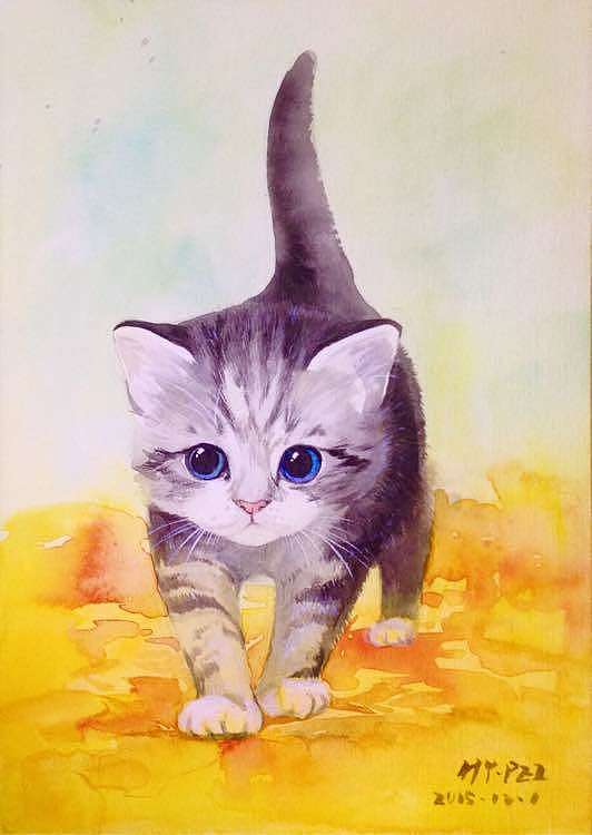 水彩那些可爱的小猫们