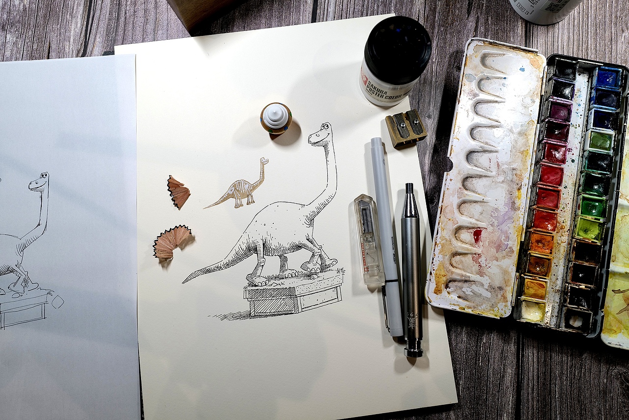 钢笔淡彩班课堂示范(图ZMjg4MDQ2OTc2) - 儿童插画 - 站酷设计师小新插画原创素材 - 站酷ZCOOL
