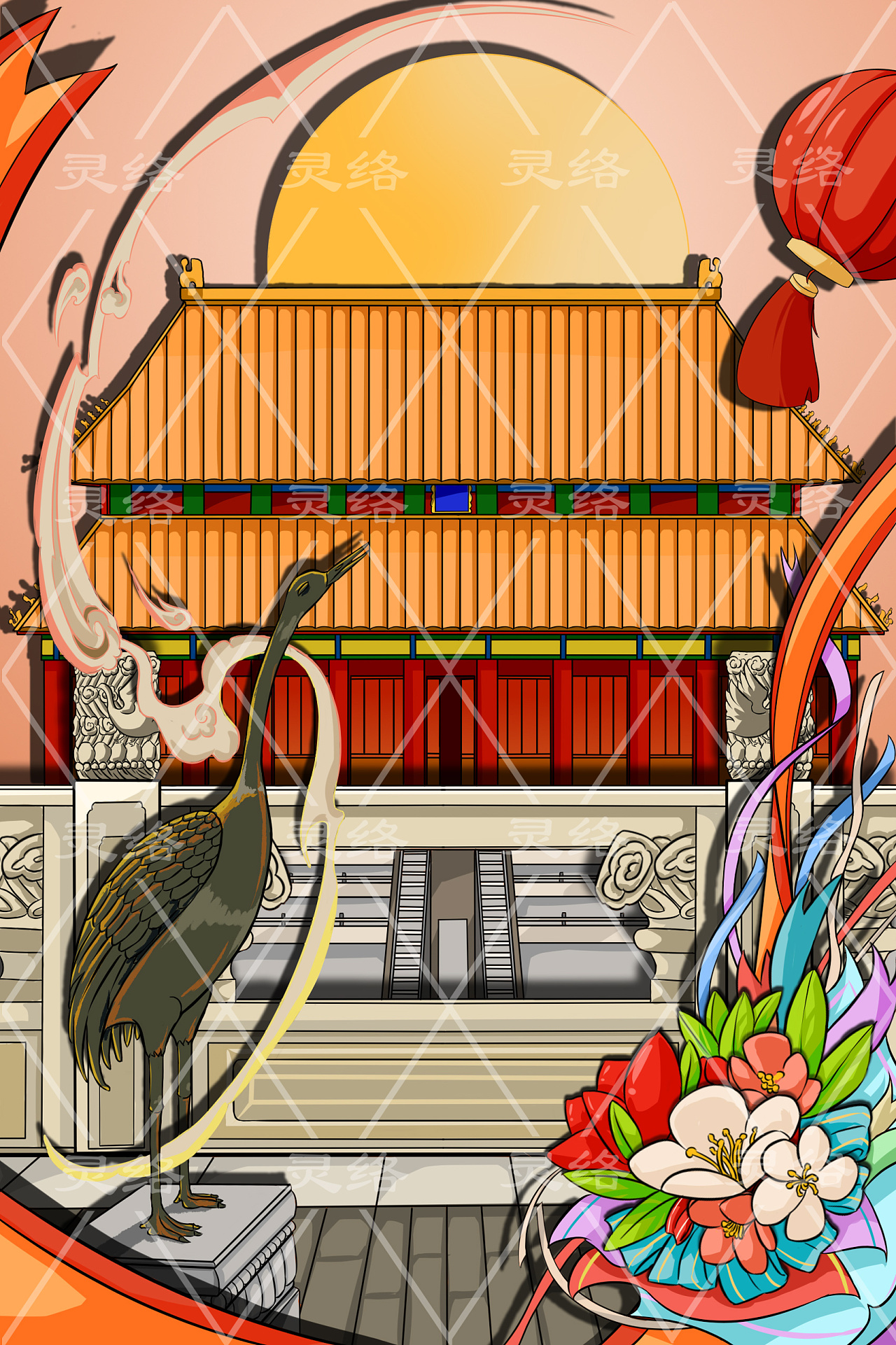 剪纸风紫禁城太和殿