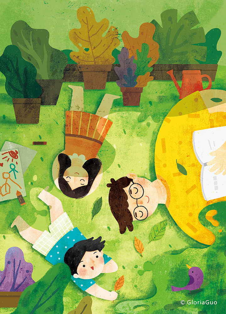 给《故事作文》杂志期刊画的全年封面图,全年的主题围绕一家人的温暖