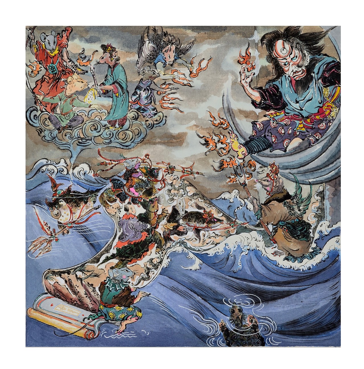 孕期总是各种胎梦，幽默鬼怪打斗的最多，只希望娃娃平平安安，于是众神护童子是自己的一种祈愿