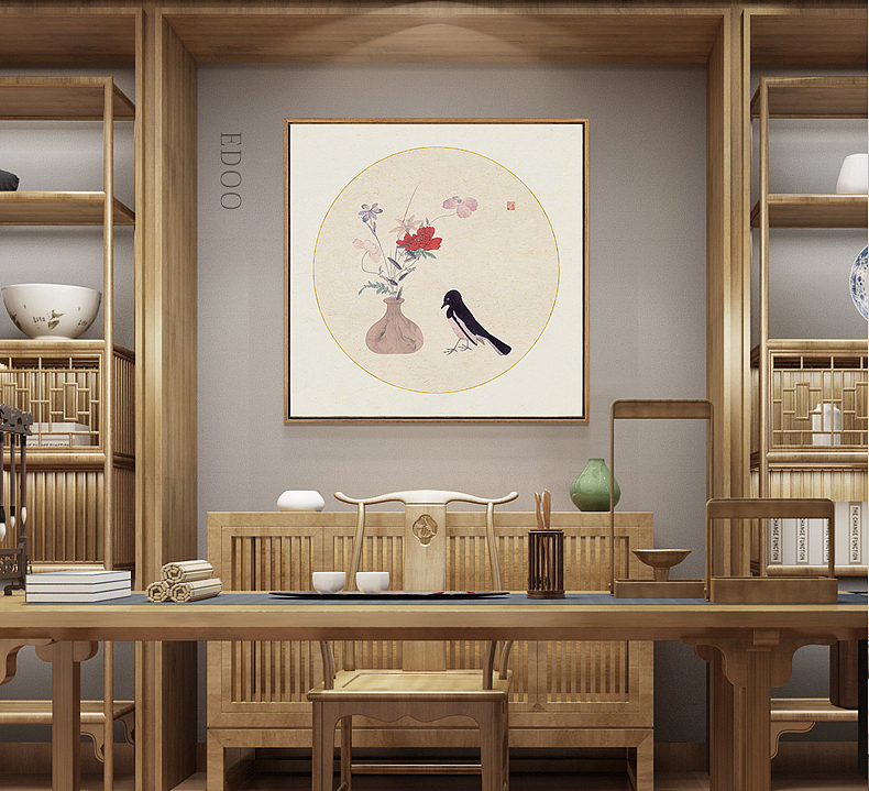 茶楼会所挂画、合肥办公室装饰画、新中式画框、相框厂