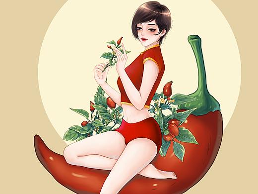 辣椒牌内裤包装插画