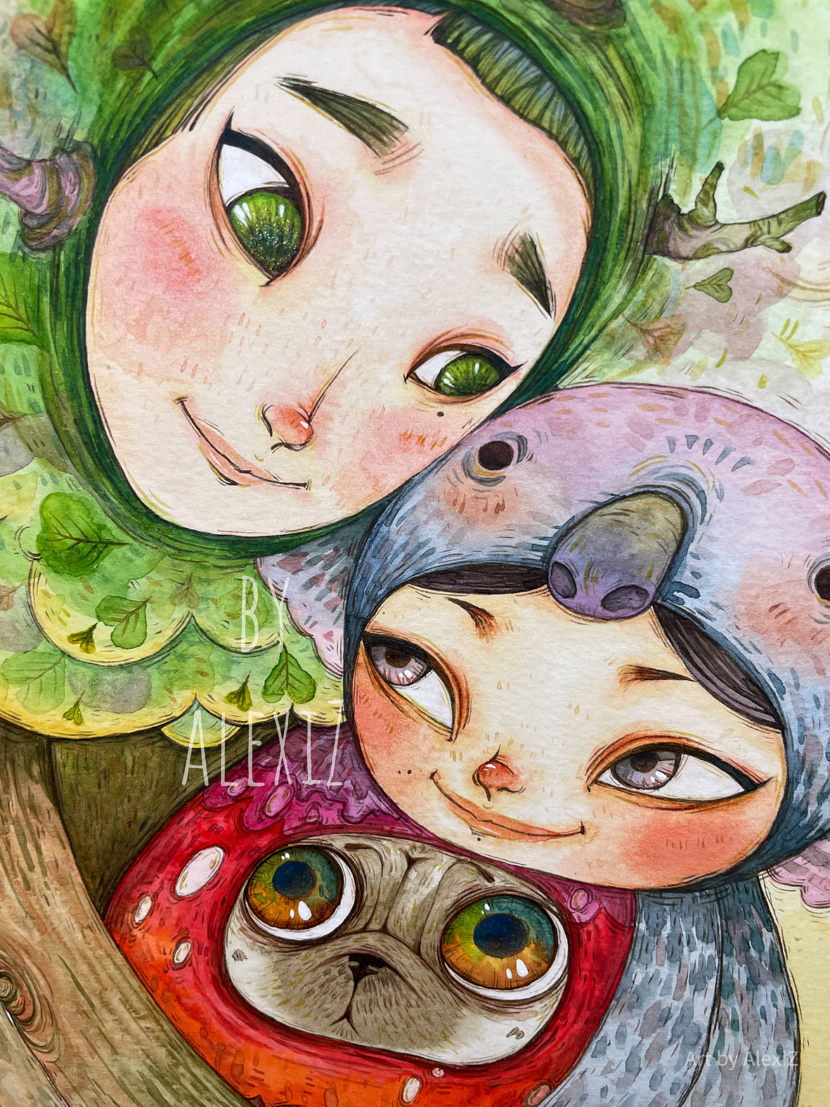 《全家福》水彩 AlexiZ