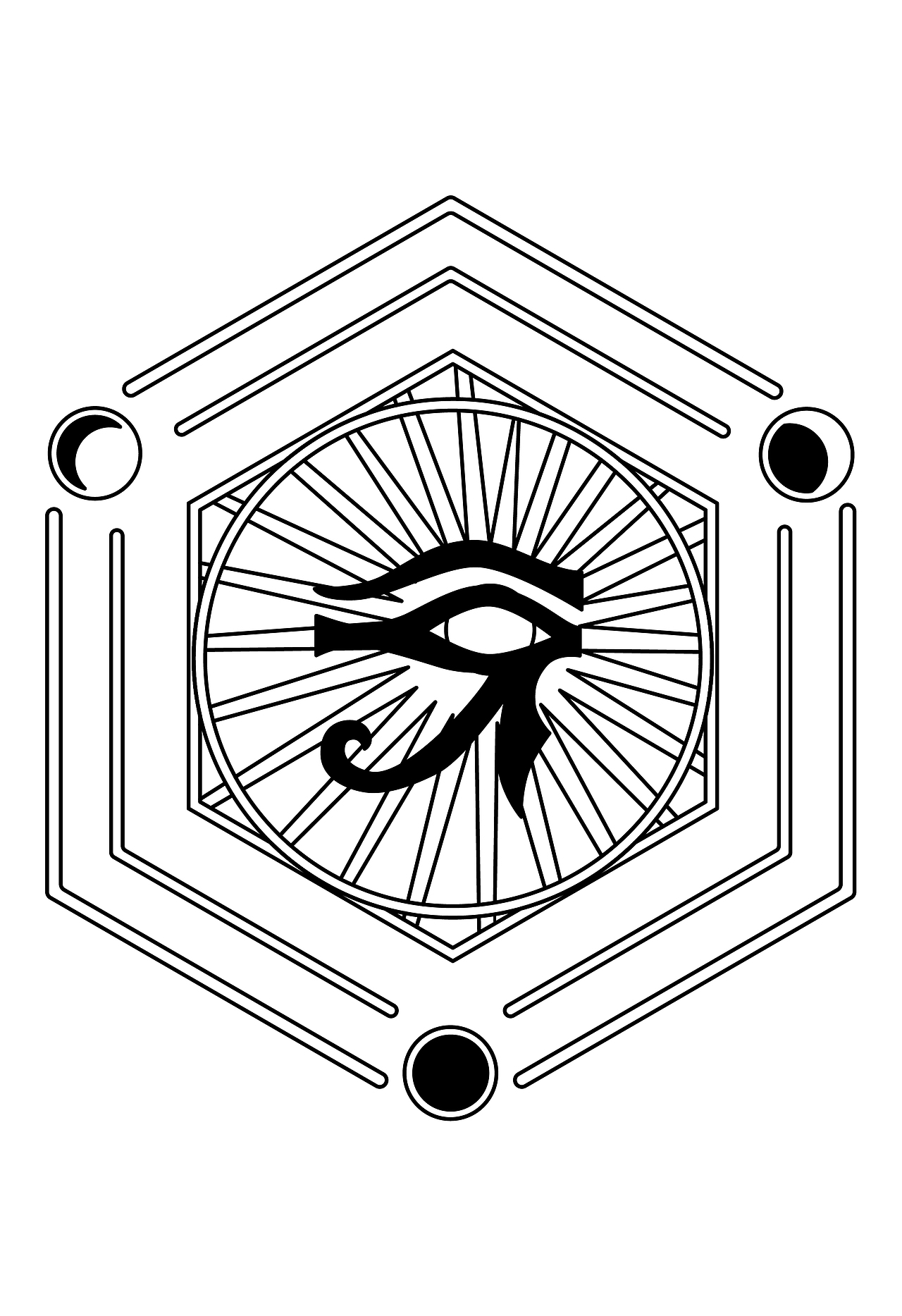 埃及素材线稿黑白装饰画ai矢量