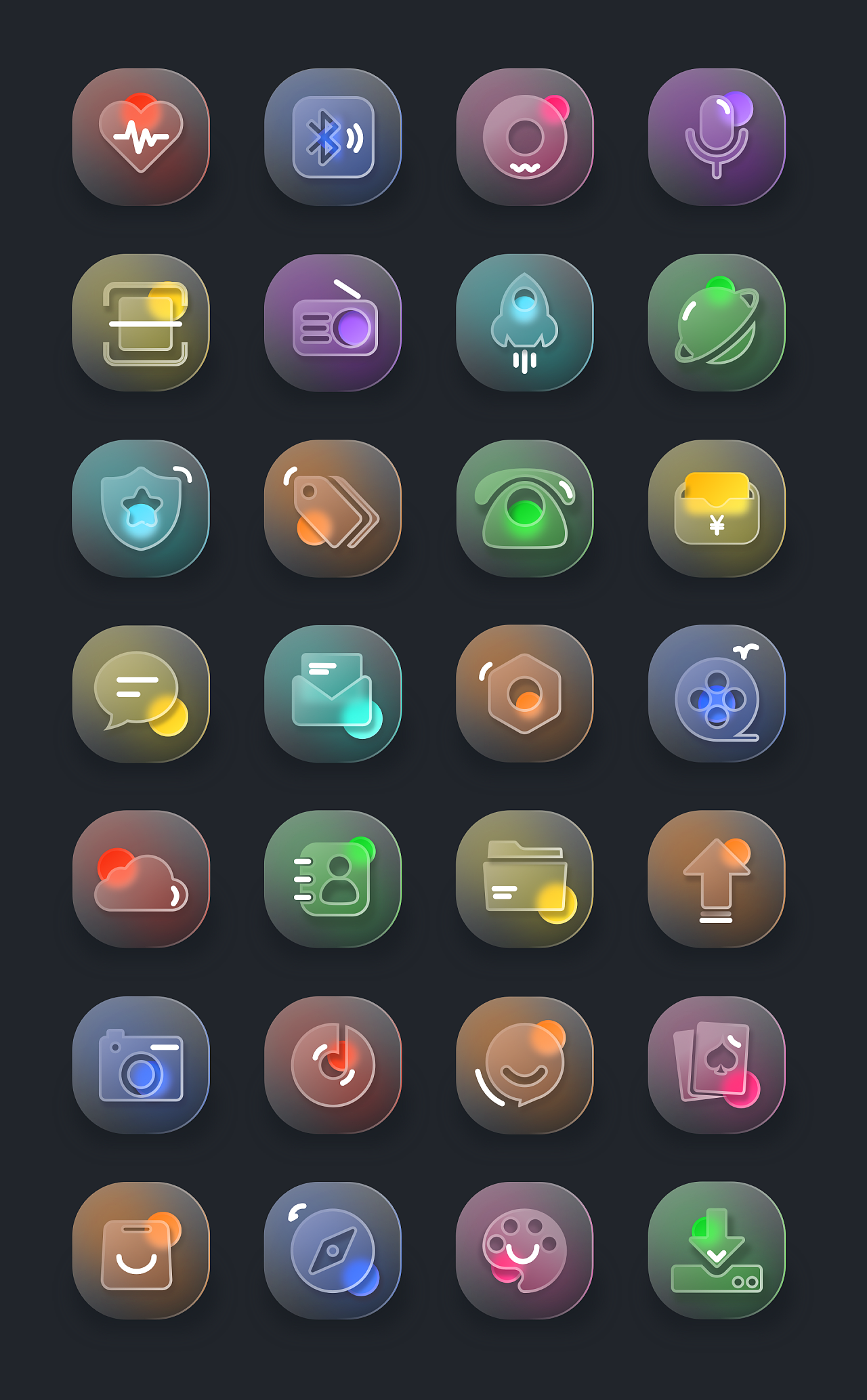 玻璃拟态手机主题图标|ui|图标|初想 - 原创作品 - 站酷 (zcool)