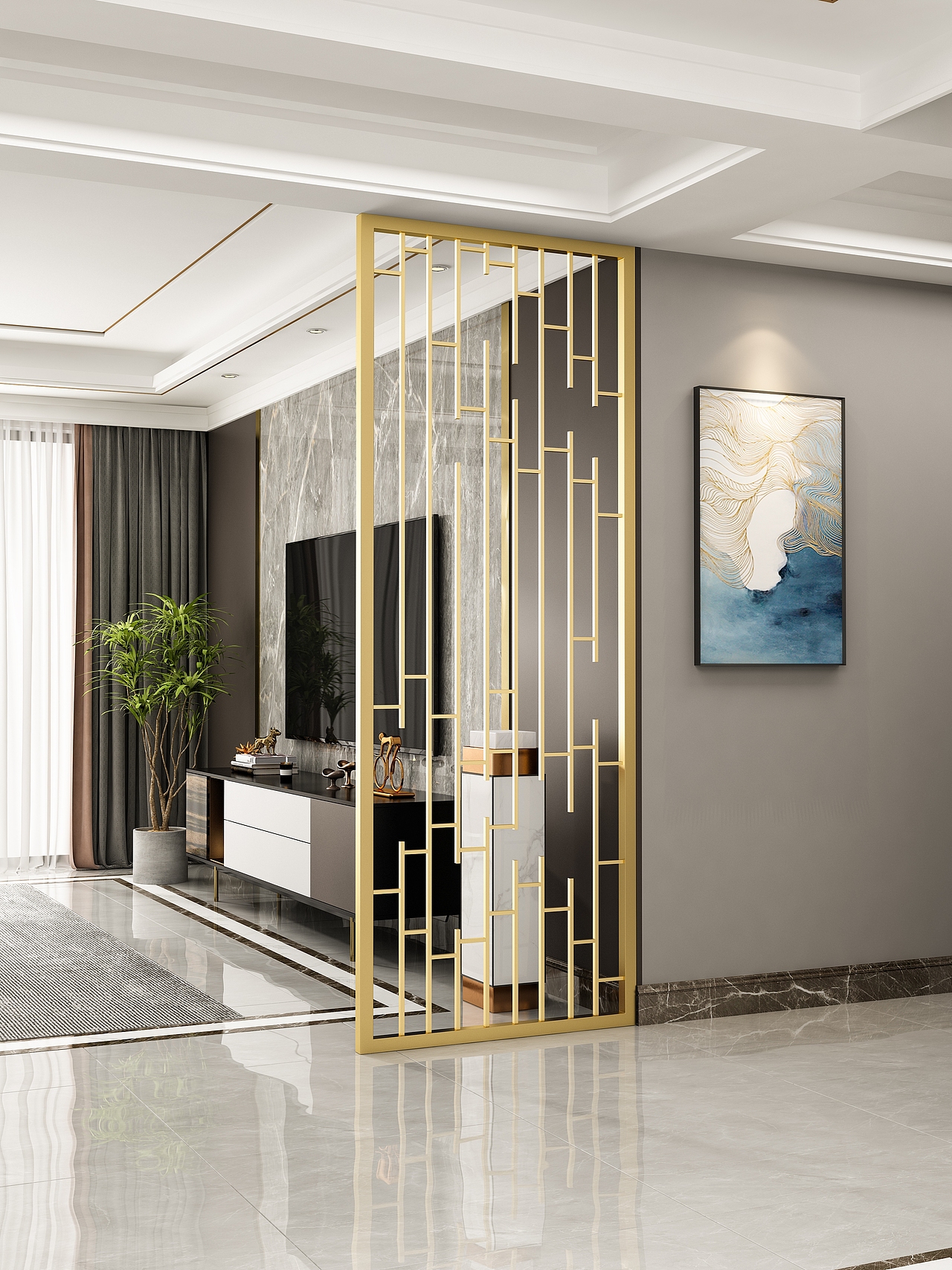 新中式屏风隔断效果图制作（图ZMzc3MTI5MjQw） - 其他工业/产品 - 站酷设计师Z989773835原创素材 - 站酷ZCOOL