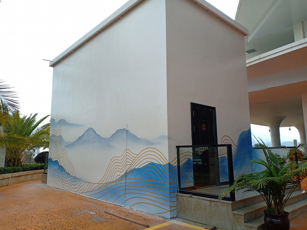 水墨金丝山水墙体彩绘—昆明锦泰彩绘