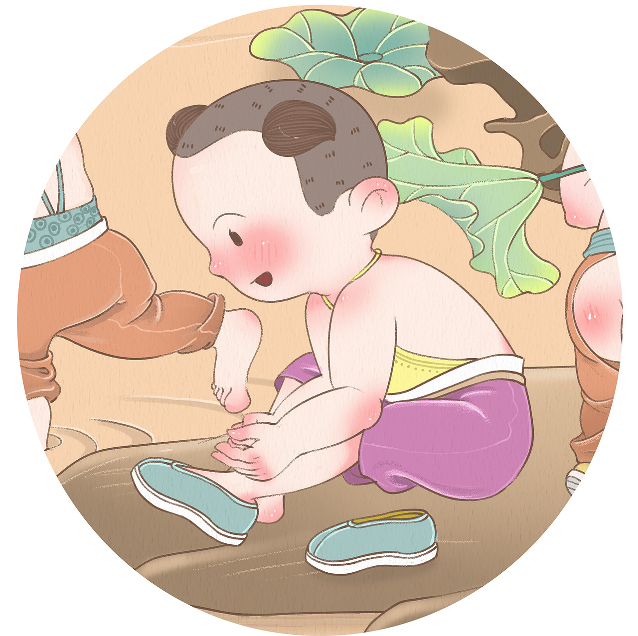 清婴戏荷塘（图ZMjU1NTQ5NDgw） - 儿童插画 - 站酷设计师芽米de画原创素材 - 站酷ZCOOL