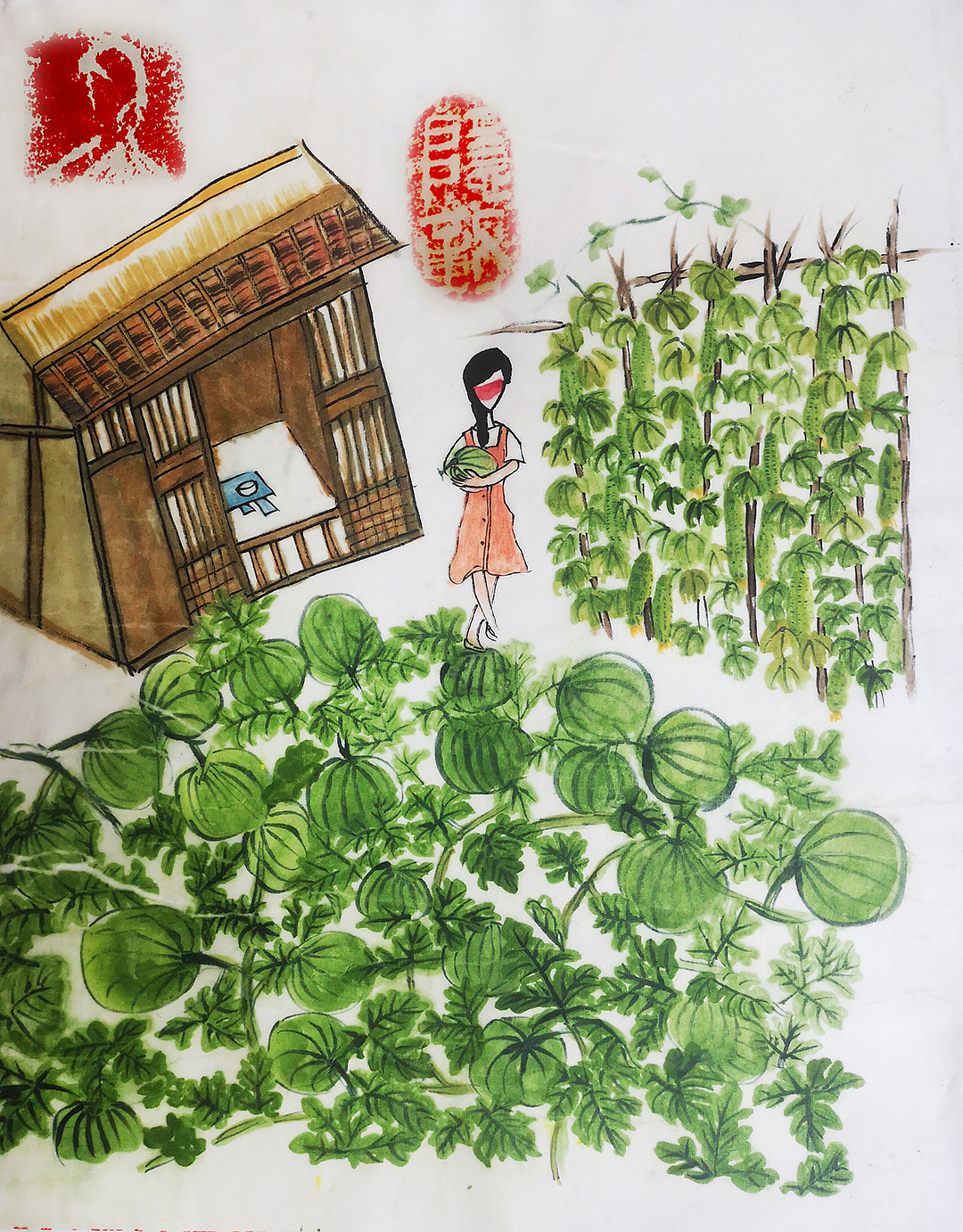 看瓜摘瓜|插画|商业插画|隐彰_原创作品-站酷zcool