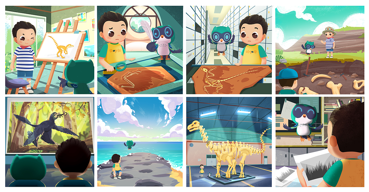 《化石猎人的恐龙日记》（图ZMjcwMDU2MjM2） - 儿童插画 - 站酷设计师Destinykl原创素材 - 站酷ZCOOL