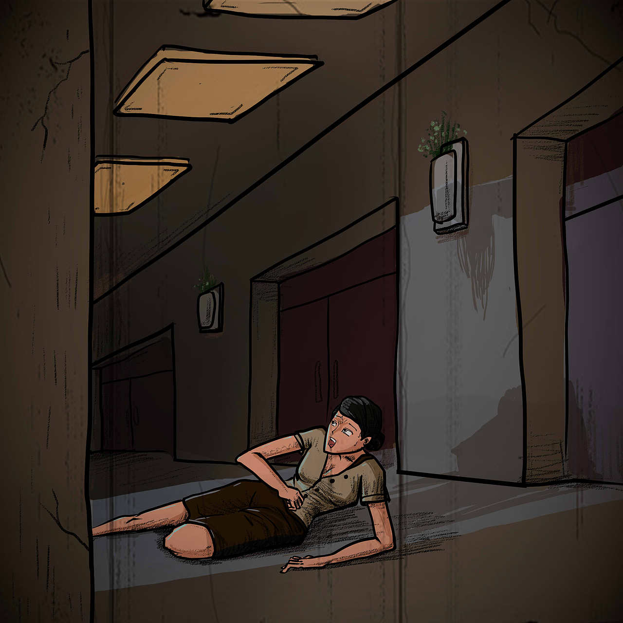 恐怖漫画 天花板上的女人