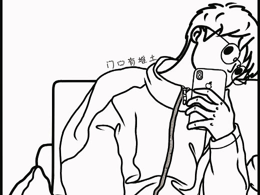 黑白线条男生头像I 我emo了…