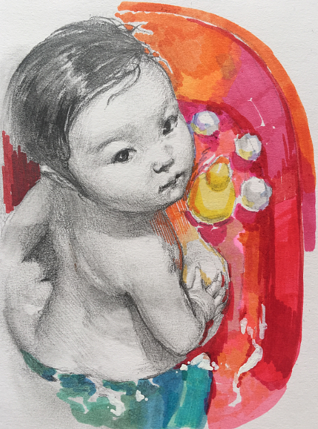 女兒1歲素描（圖ZMjEyNDI2MTQ4） - 繪畫(huà) - 站酷設(shè)計(jì)師何軒1988原創(chuàng)素材 - 站酷ZCOOL