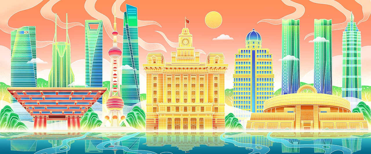 新国风国潮城市地标建筑插画合集（图ZMzcyNDYzMTY0） - 商业插画 - 站酷设计师烟雨韶华原创素材 - 站酷ZCOOL