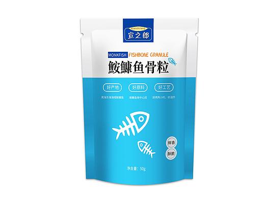 平面-鮟鱇鱼安康鱼骨粒包装袋小吃零食包设计清新简单