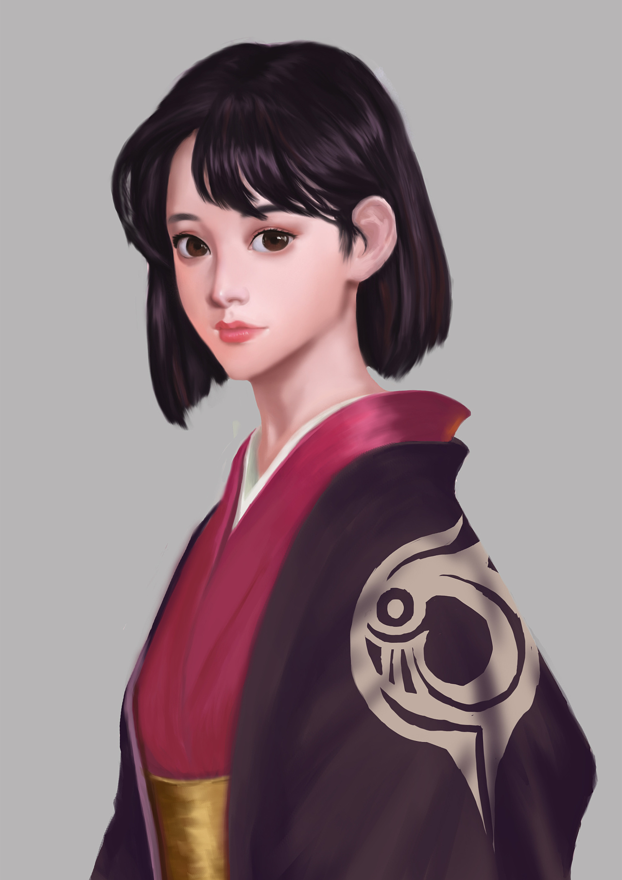 和服少女(临摹)|插画|游戏原画|he在画画 - 原创作品 - 站酷 (zcool)