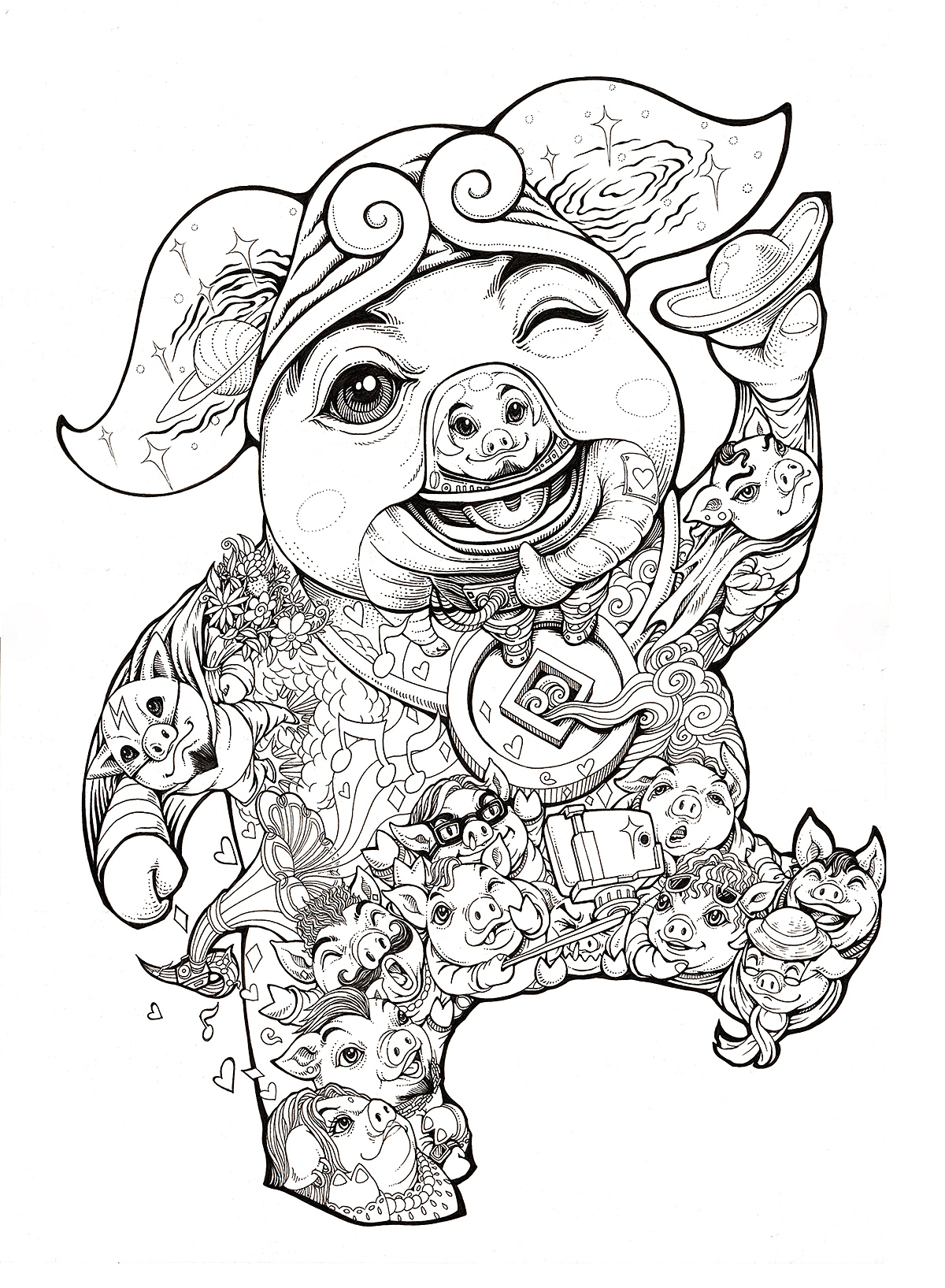 《萌猪部落》：“祝你平安，诸事顺利！”（图ZMTIxMDE4MzUy） - 商业插画 - 站酷设计师傅淳强画者之旅原创素材 - 站酷ZCOOL