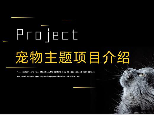 黑色简约萌宠宠物主题项目介绍PPT模板