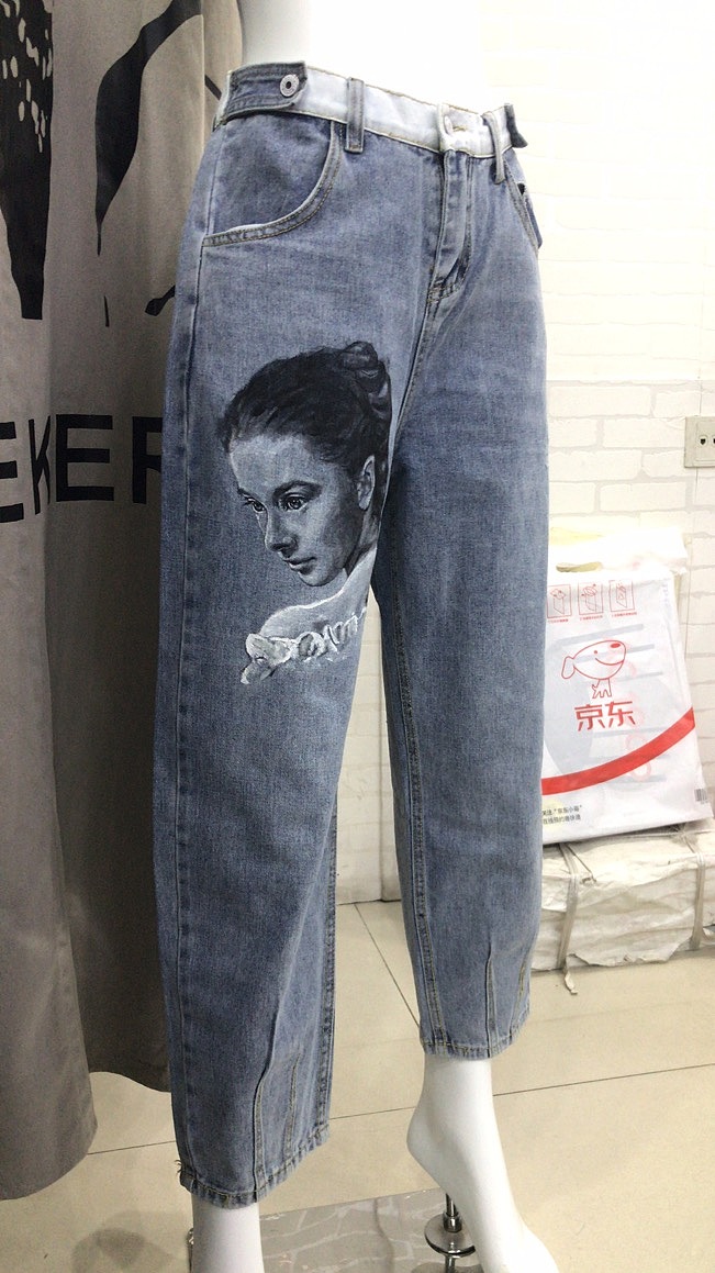 手绘牛仔裤