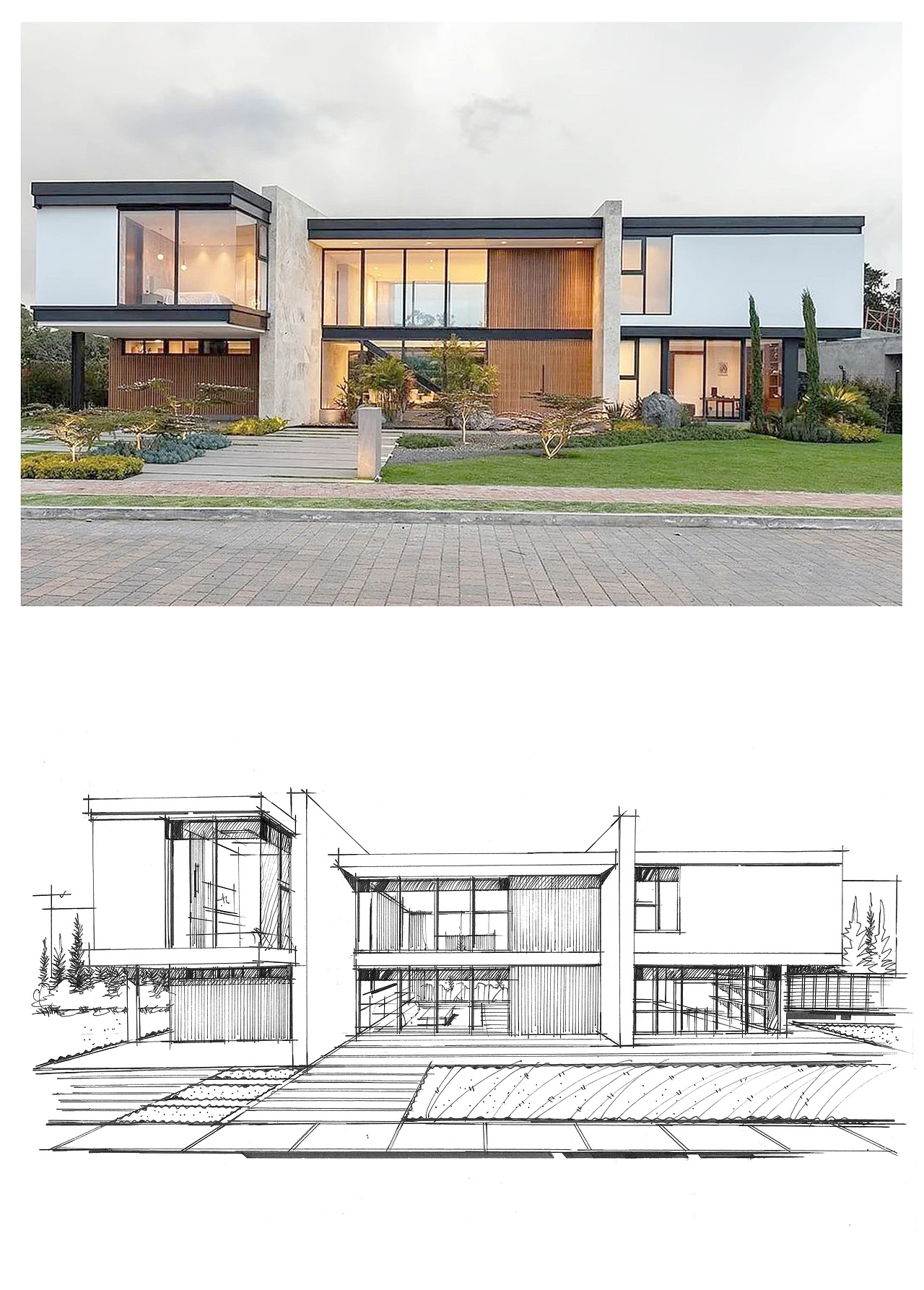 建筑效果线稿+照片对比图（图ZMjc4NDI4MjU2） - 建筑设计 - 站酷设计师建筑小天才一东东原创素材 - 站酷ZCOOL