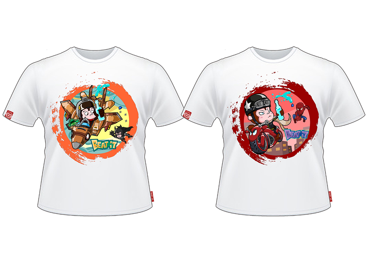 原创&nbsp;“Beat&nbsp;it&nbsp;Monkey”形象&nbsp;饮料、酒水等产品包装，广告及T恤&nbsp;