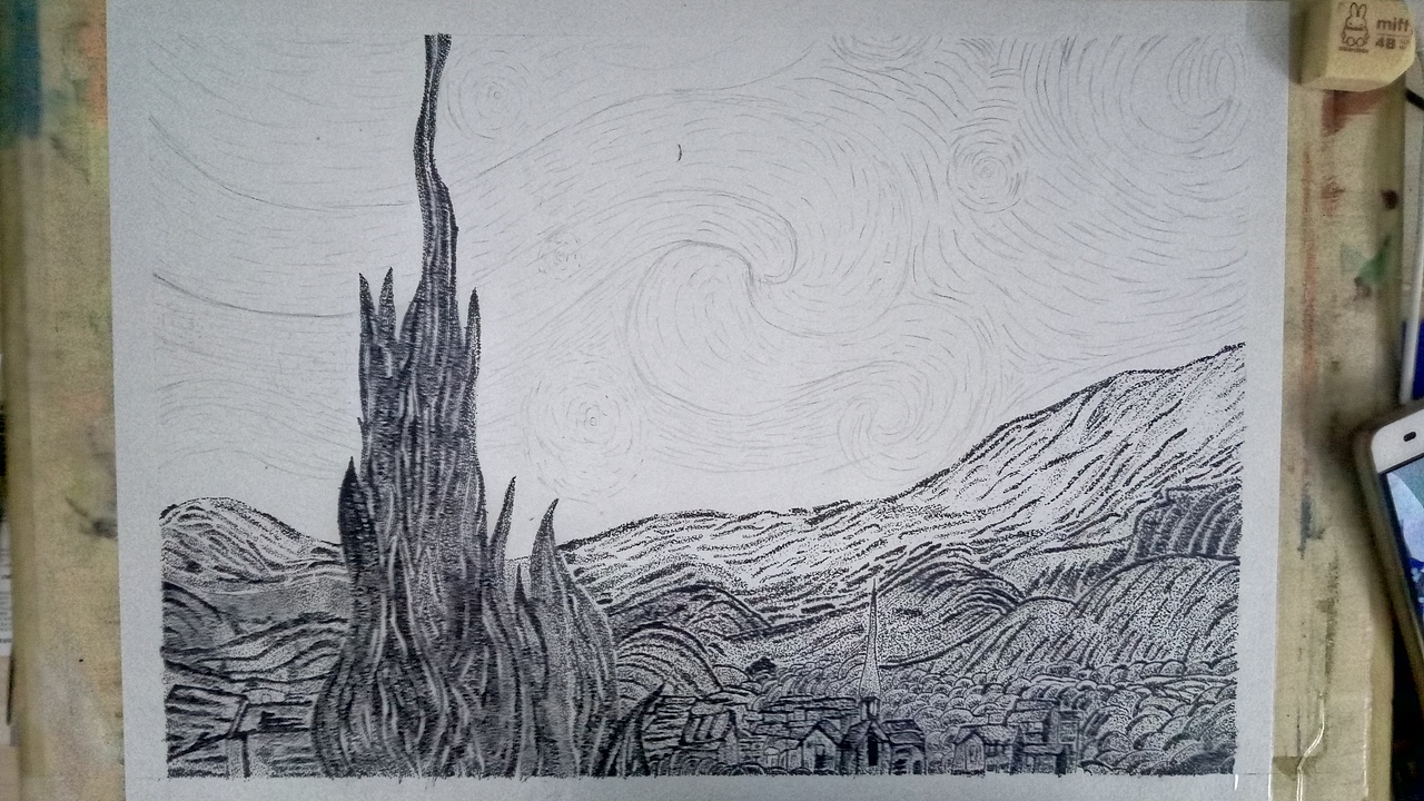 梵高星空针管笔