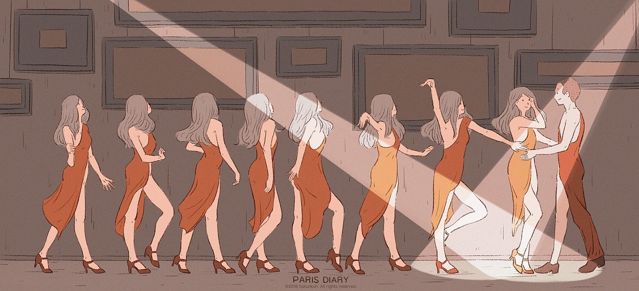 一个静谧的下午,我在小皇宫里逛着画展,展厅突然展开了一场激情的舞蹈,两个舞者边跳边向周围的人伸手示意,带着大家一起舞遍整个展厅。等我的思绪再反应过来时,已经被他们带到了小皇宫外面的广场上。